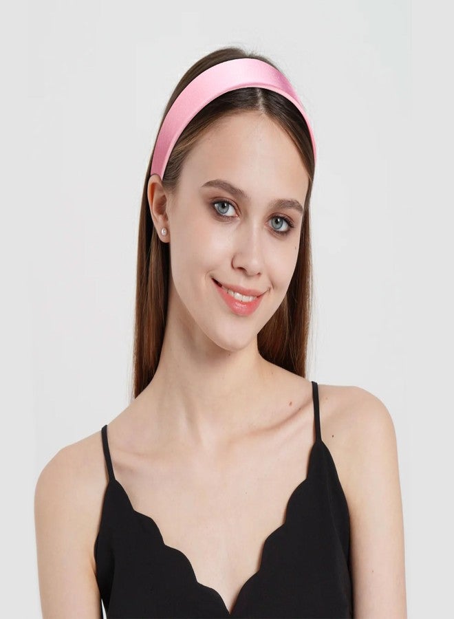 WantGor 1.6 Inch Wide Headbands Silk Satin Plain Headband for Women, Non Slip Solid Hair Bands Hair Accessories Cosplay DIY Holiday Head Band (Pink, Large) - Image 5